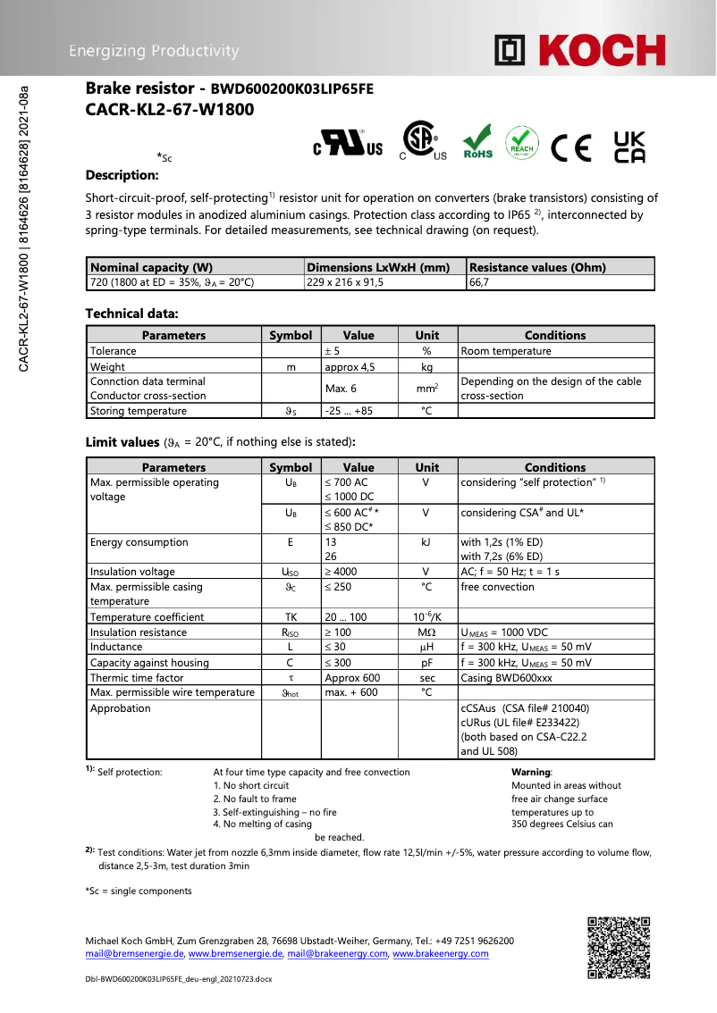 Page 1 de la notice Manuel utilisateur Festo CACR-KL2-67-W1800