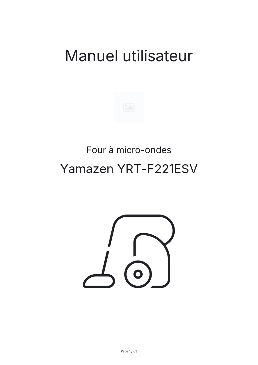 Image de la première page du manuel de l'appareil YRT-F221ESV