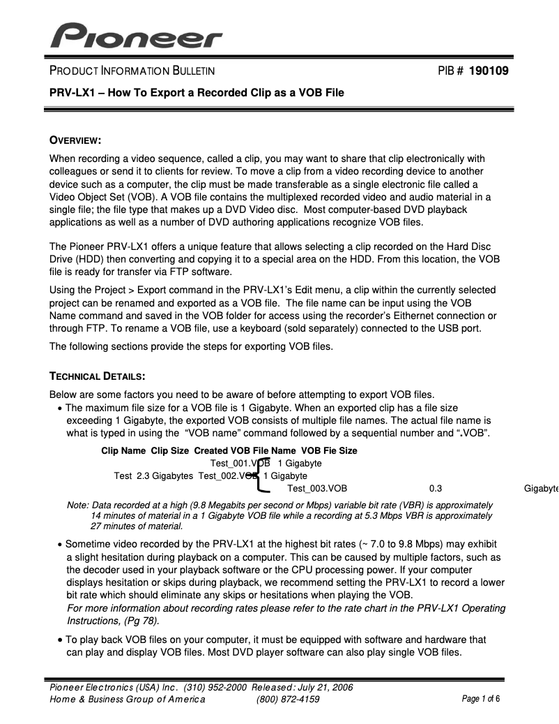 Image de la première page du manuel de l'appareil PRV-LX1