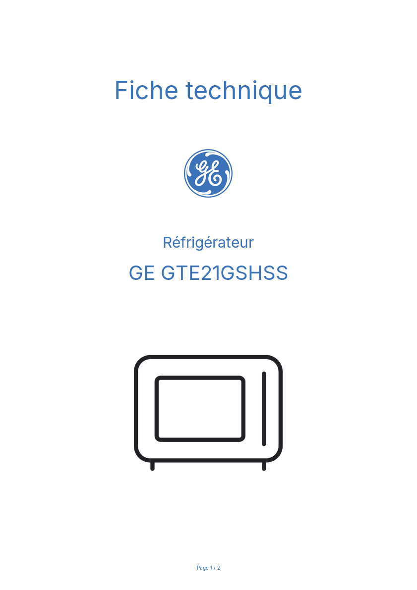 Image de la première page du manuel de l'appareil GTE21GSHSS