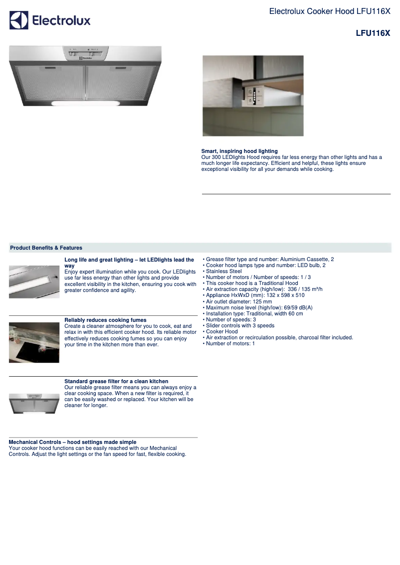 Page n°1 - Fiche technique Electrolux LFU116X