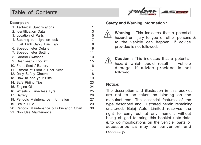 Imagen de la primera página del manual del dispositivo Pulsar NS 150