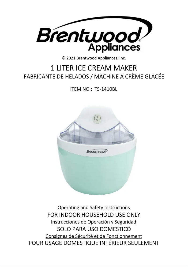 Page 1 de la notice Manuel utilisateur Brentwood TS-1410BL
