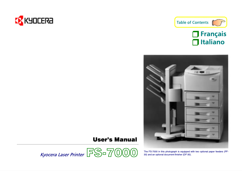 Page 1 de la notice Manuel utilisateur Kyocera FS-7000