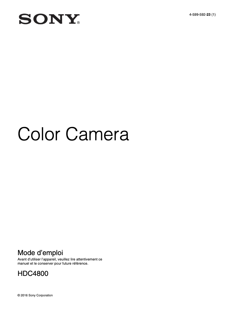 Page n°1 - Manuel utilisateur Sony HDC-4800