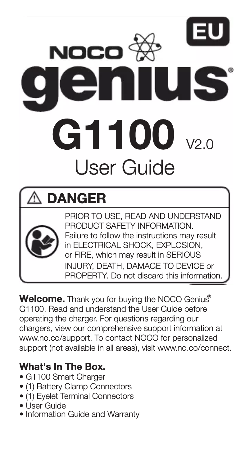Page n°1 - Manuel utilisateur NOCO Genius G1100