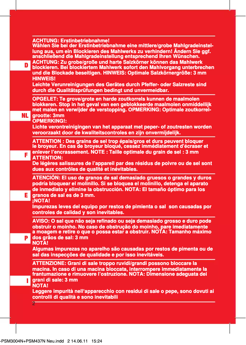 Image de la première page du manuel de l'appareil PSM 437 N CB
