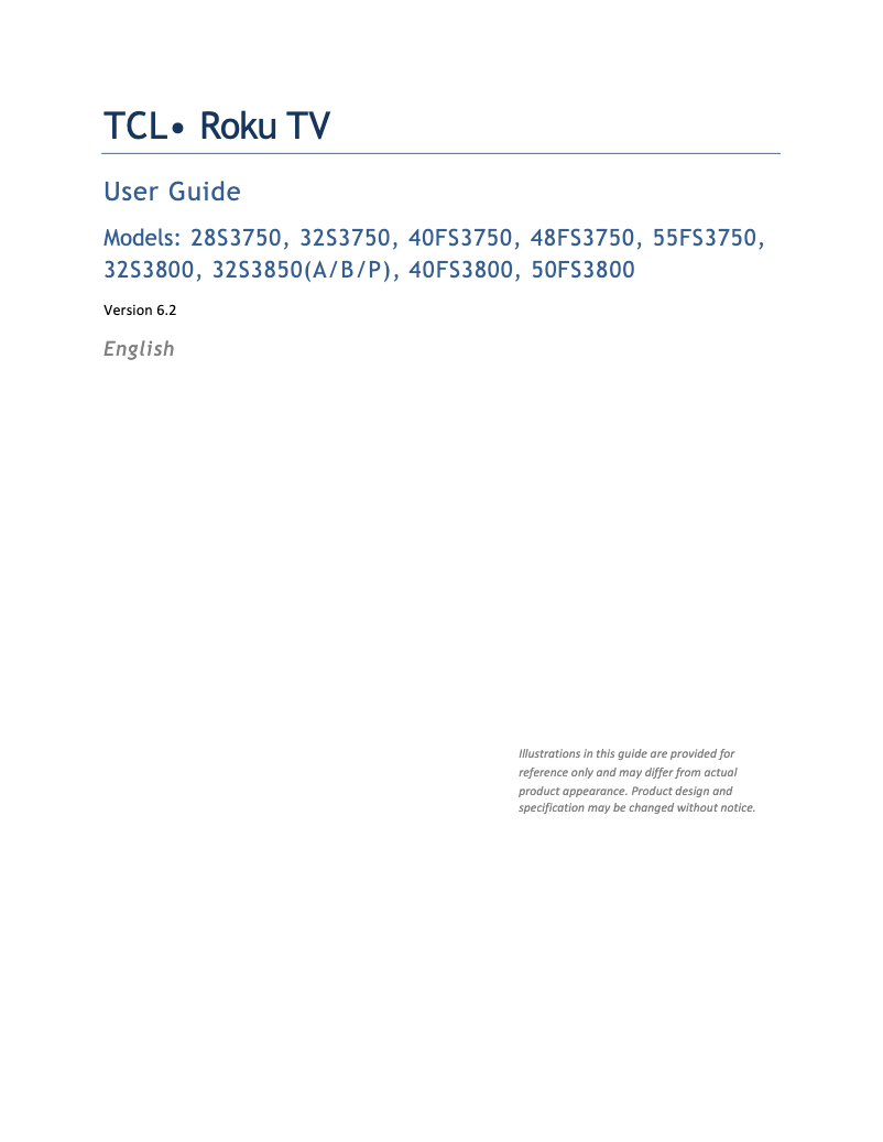 Page 1 de la notice Manuel utilisateur TCL 40FS3800