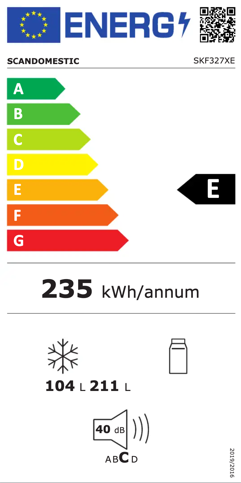 Page n°1 - Label énergétique Scandomestic SKF327XE