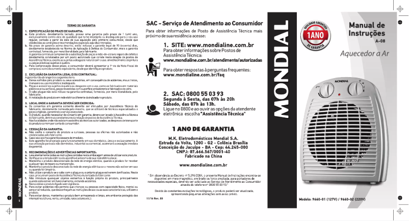 Página 1 del manual Manual de usuario Mondial A-08