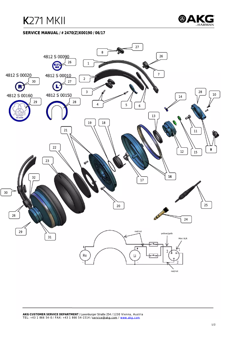 Page 1 de la notice Manuel utilisateur AKG K271 MKII