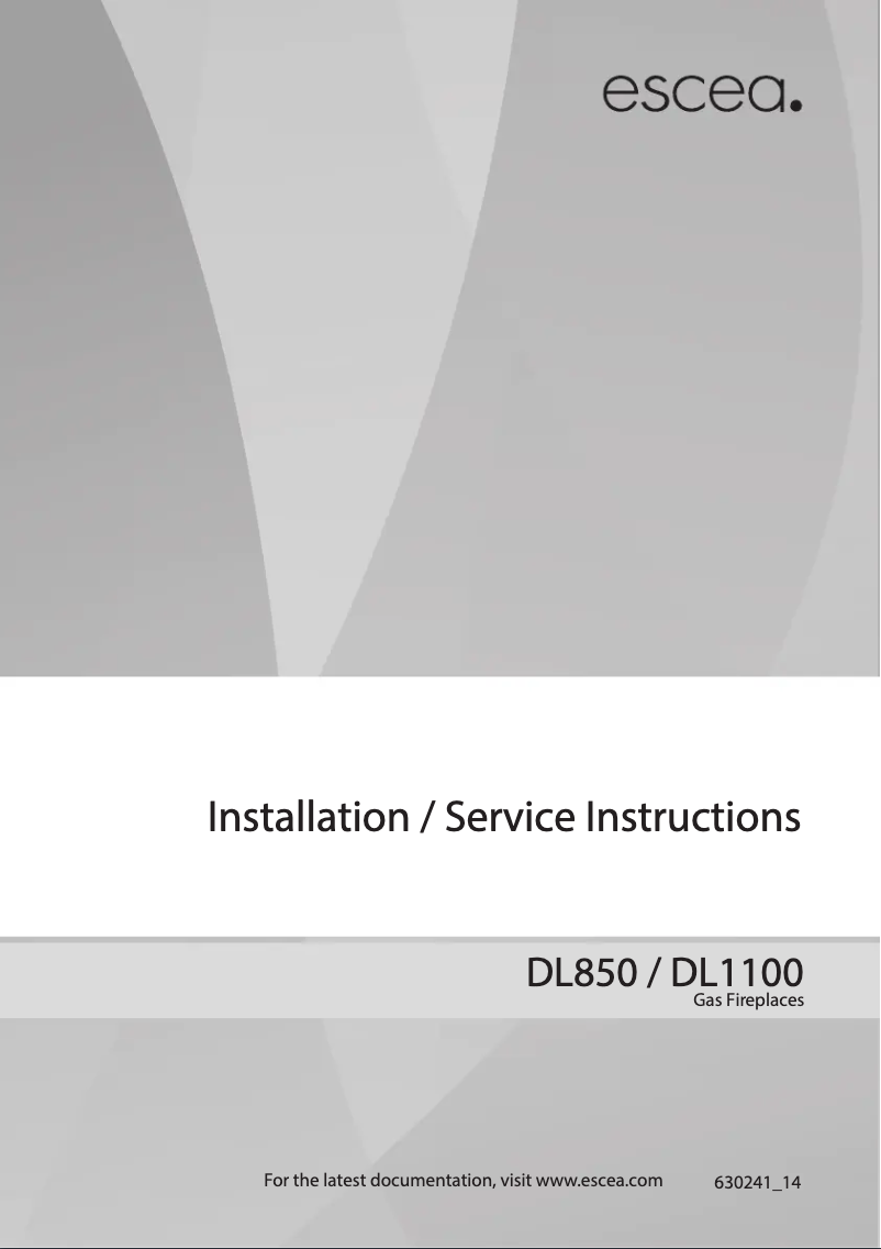 Page 1 de la notice Manuel utilisateur Escea DL850