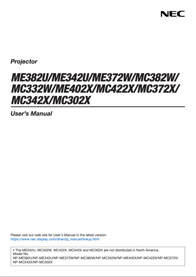 Page 1 de la notice Manuel utilisateur NEC NP-ME402X
