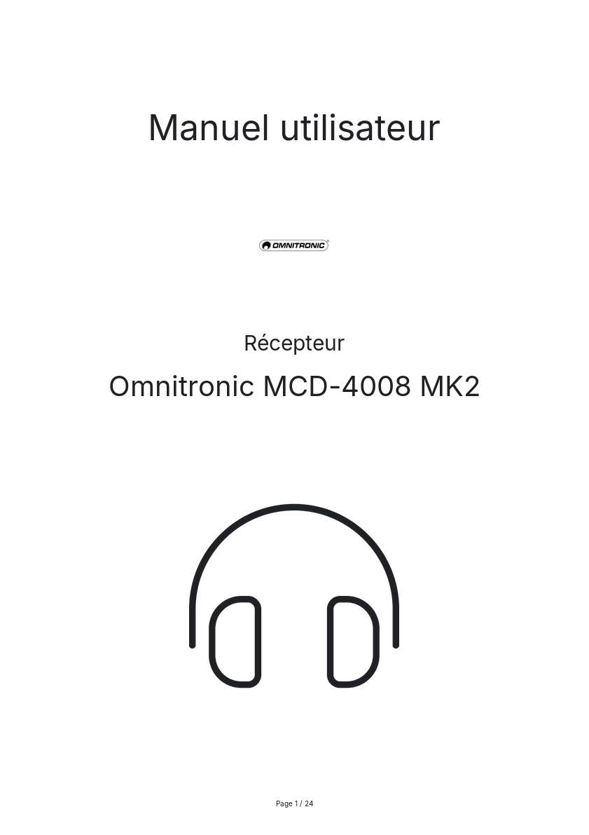Page n°1 - Manuel utilisateur Omnitronic MCD-4008 MK2