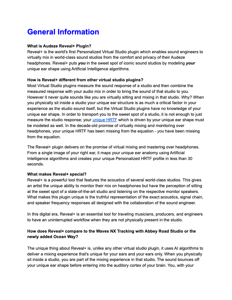 Page 1 de la notice Manuel utilisateur Audeze Reveal+