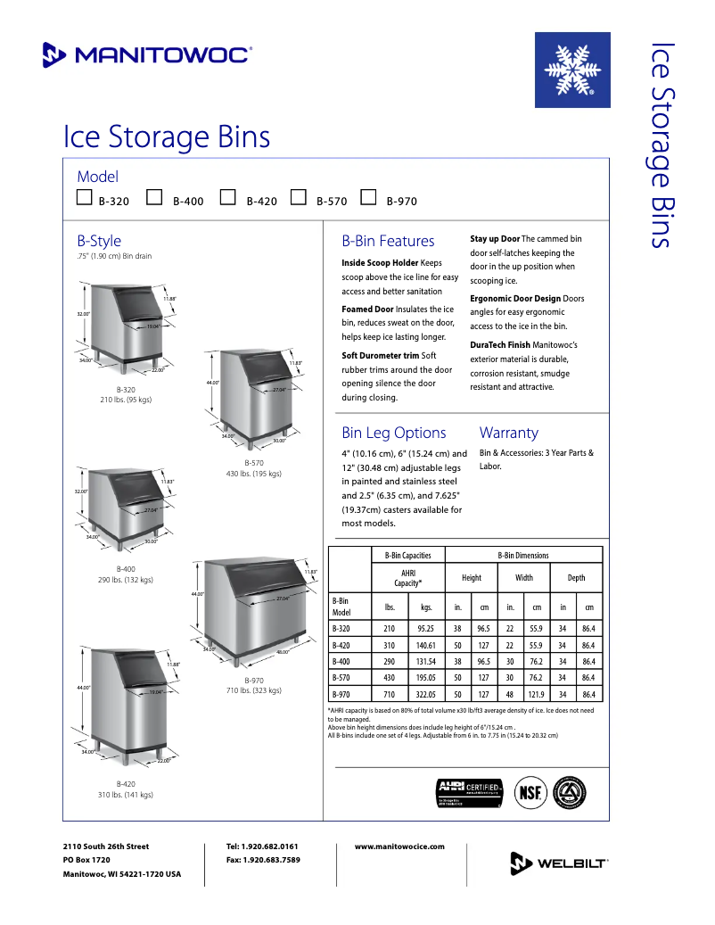 Page 1 de la notice Manuel utilisateur Manitowoc B-970