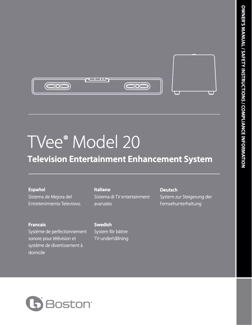 Page n°1 - Manuel utilisateur Boston Acoustics TVee 20