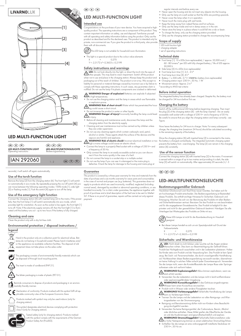 Image de la première page du manuel de l'appareil IAN 292060