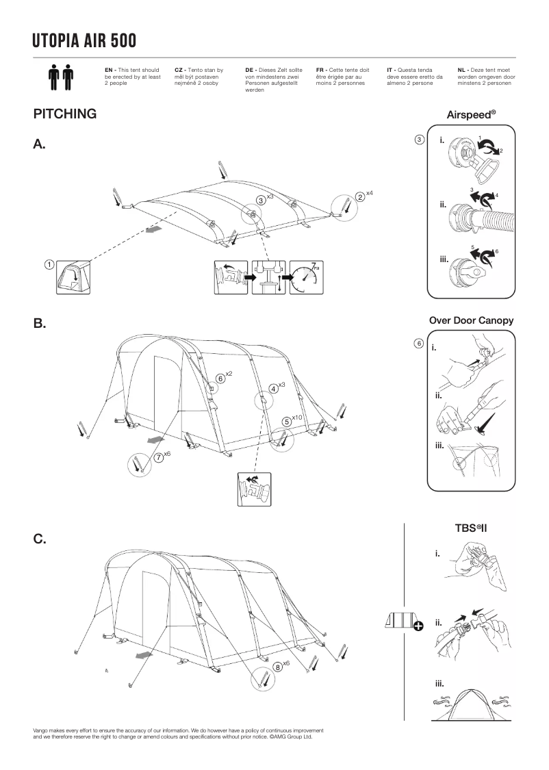 Page 1 de la notice Manuel utilisateur Vango Utopia Air TC 500