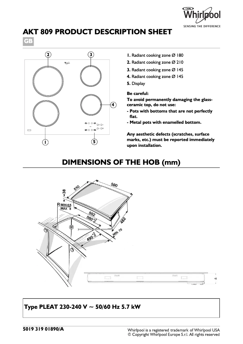 Image de la première page du manuel de l'appareil AKT809BA
