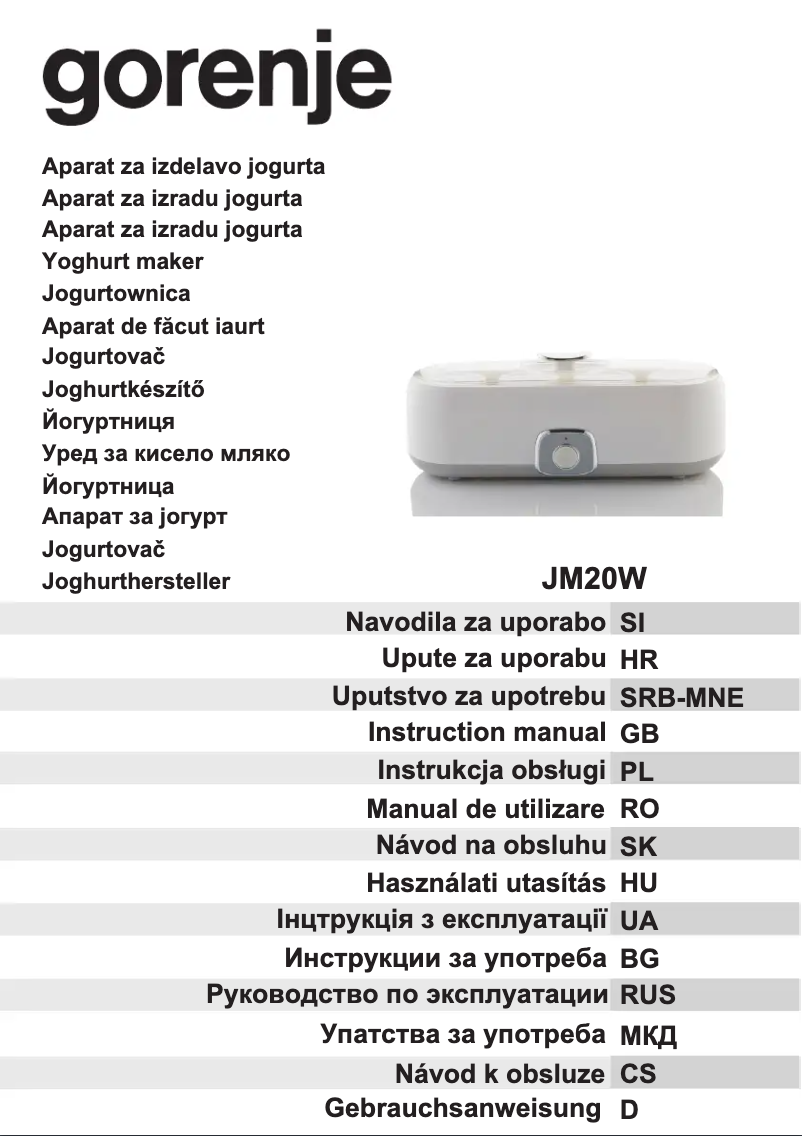 Page n°1 - Manuel utilisateur Gorenje JM20W