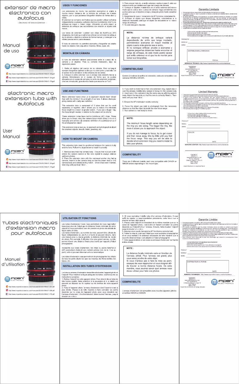 Page 1 de la notice Manuel utilisateur Imperii Electronics ES.00.0186.01