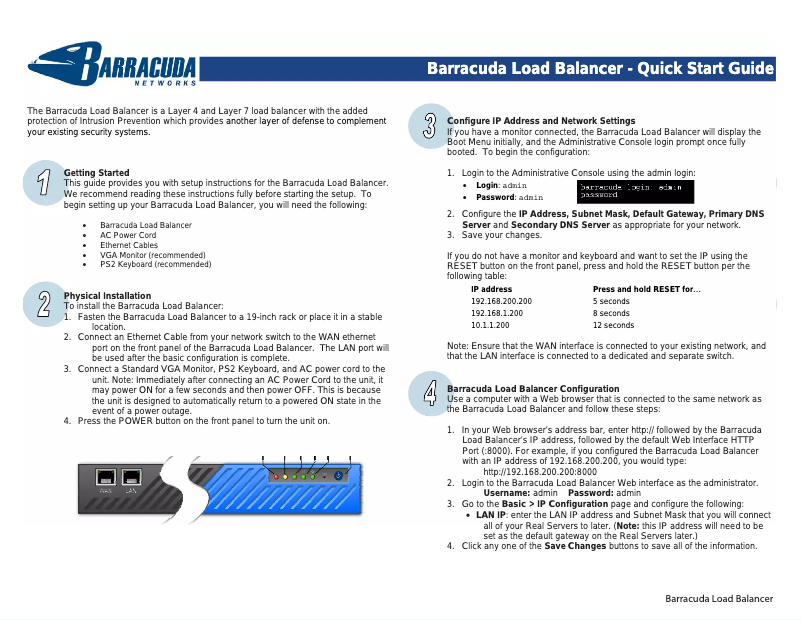 Page 1 de la notice Manuel utilisateur Barracuda Networks Load Balancer 340