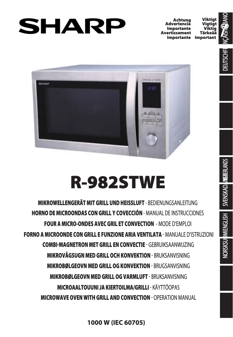 Page 1 de la notice Manuel utilisateur Sharp R982STWE