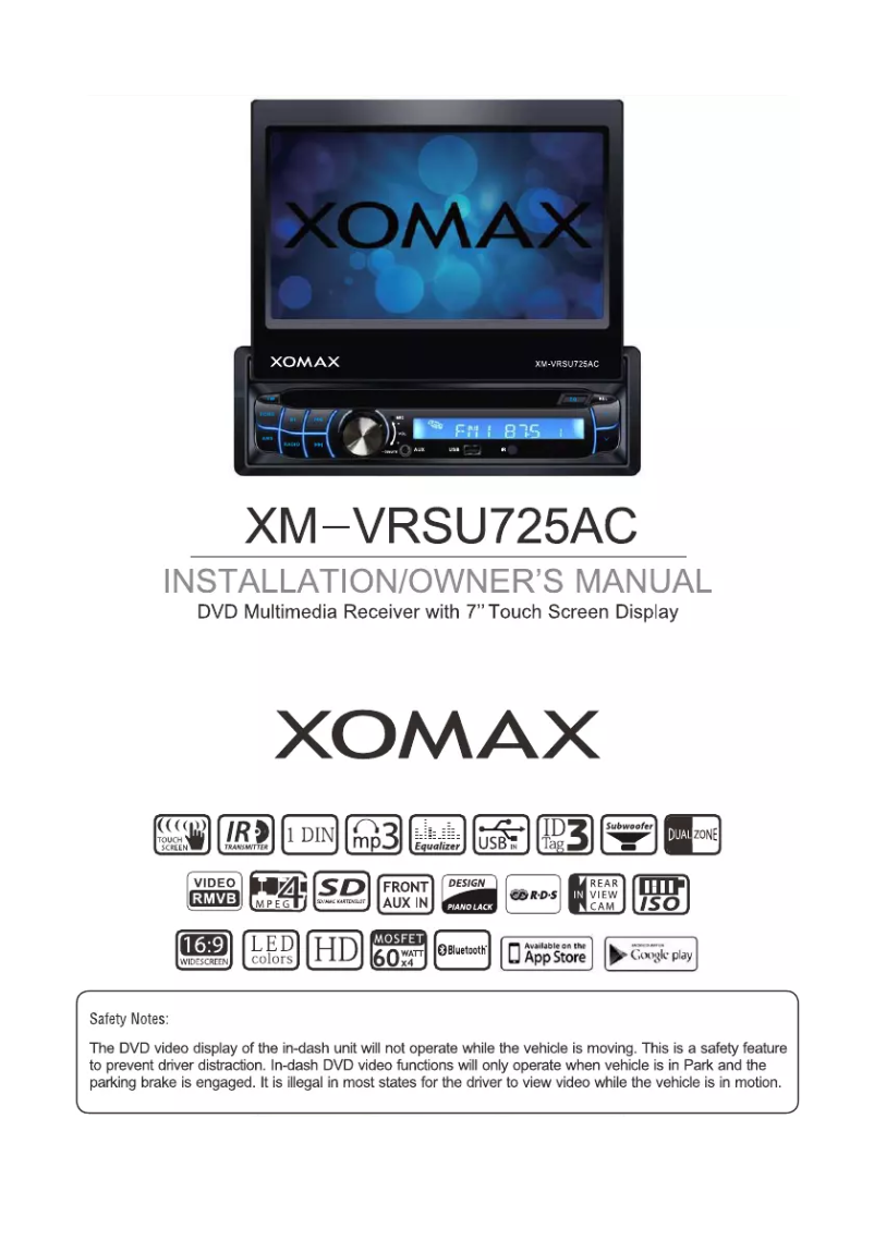 Page 1 de la notice Manuel utilisateur Xomax XM-VRSU725AC