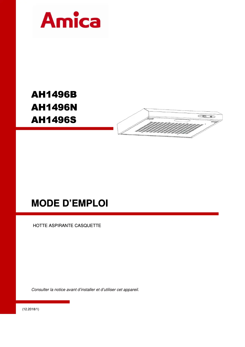 Page n°1 - Manuel utilisateur Amica AH1496B