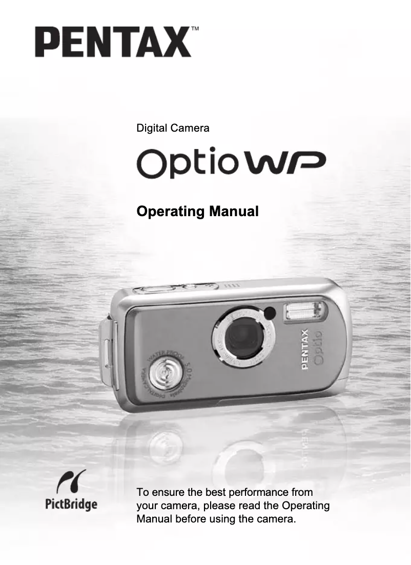 Image de la première page du manuel de l'appareil Optio WP