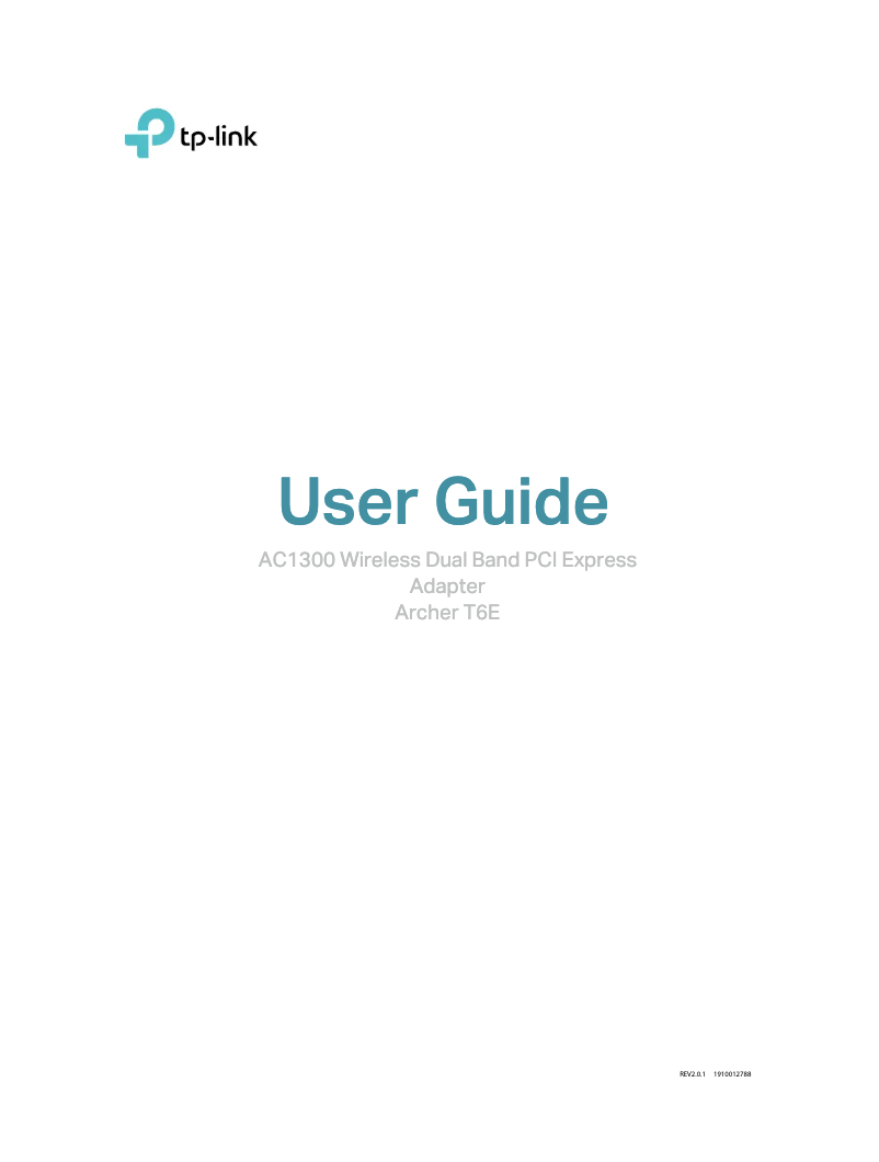 Page 1 de la notice Manuel utilisateur TP-Link Archer T6E