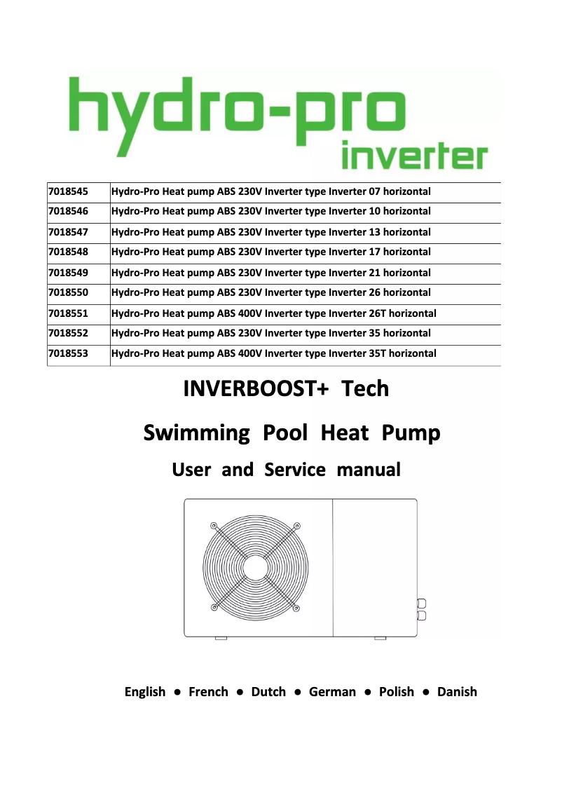 Page 1 de la notice Manuel utilisateur Hydro-Pro Inverter 17