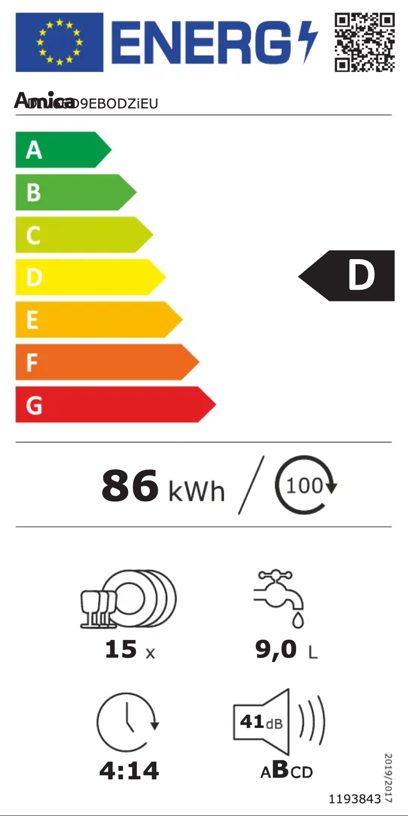 Página 1 del manual Etiqueta energética Amica DIV66D9EBODZiEU