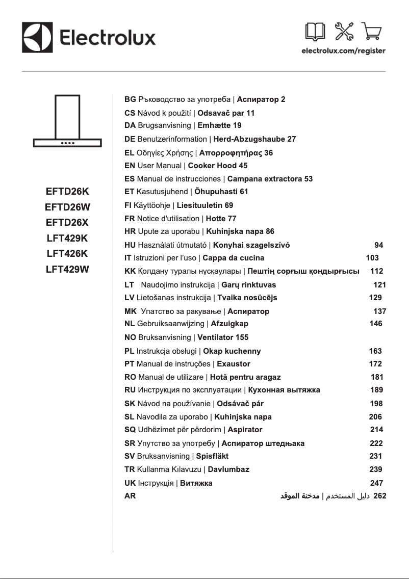 Page 1 de la notice Manuel utilisateur Electrolux LFT429K