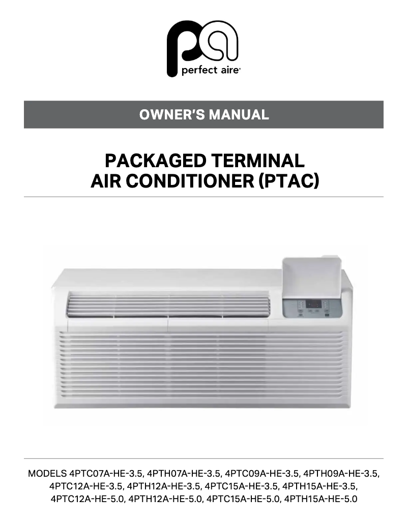 Page 1 de la notice Manuel utilisateur Perfect Aire 4PTH07A-HE-3.5