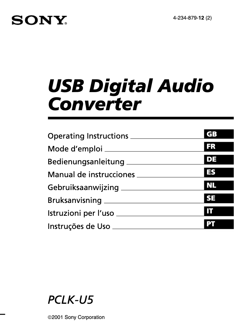 Page n°1 - Manuel utilisateur Sony USB Digital Audio Converter