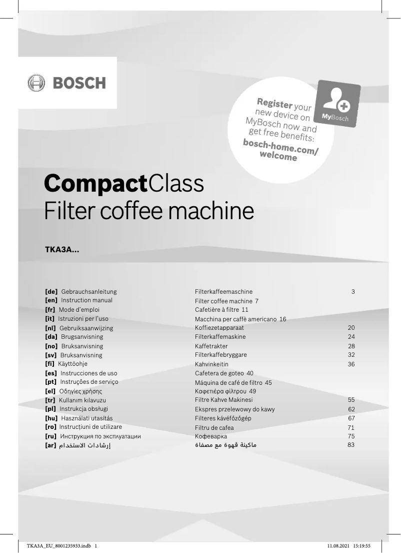 Image de la première page du manuel de l'appareil CompactClass TKA3A033