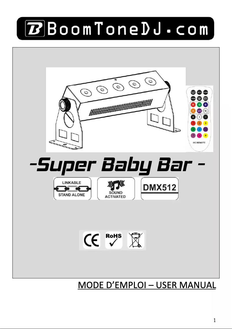 Page 1 de la notice Manuel utilisateur BoomTone DJ Super Babybar