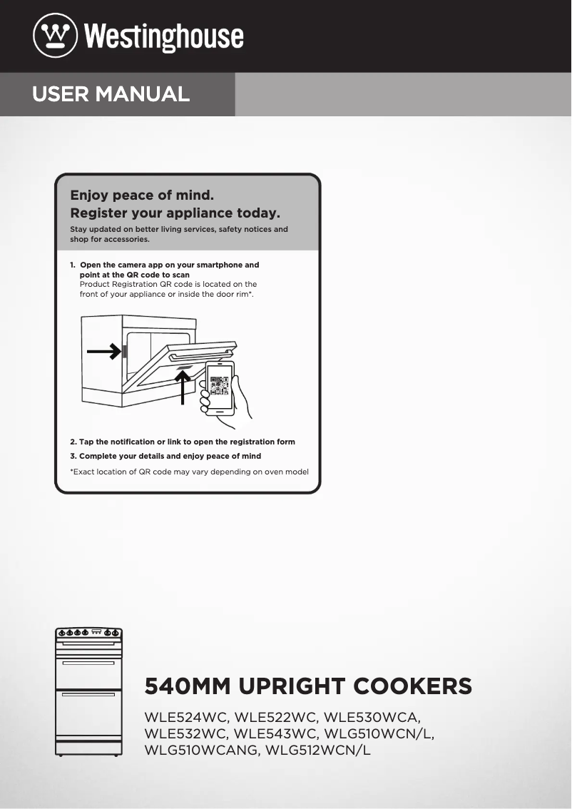 Page 1 de la notice Manuel utilisateur Westinghouse WLG512WC