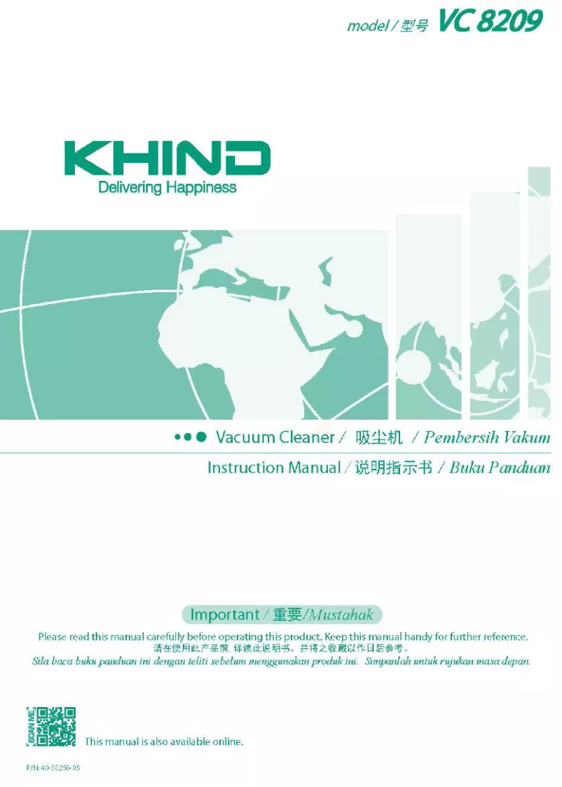 Page 1 de la notice Manuel utilisateur Khind VC8209