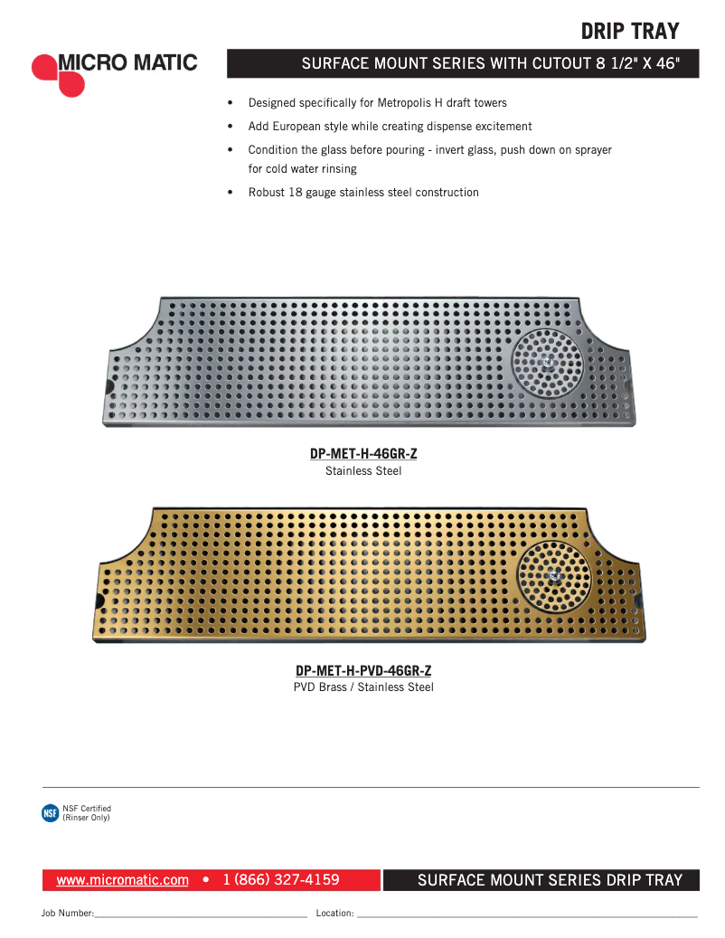 Page 1 de la notice Manuel utilisateur Micro Matic DP-MET-H-46GR-Z