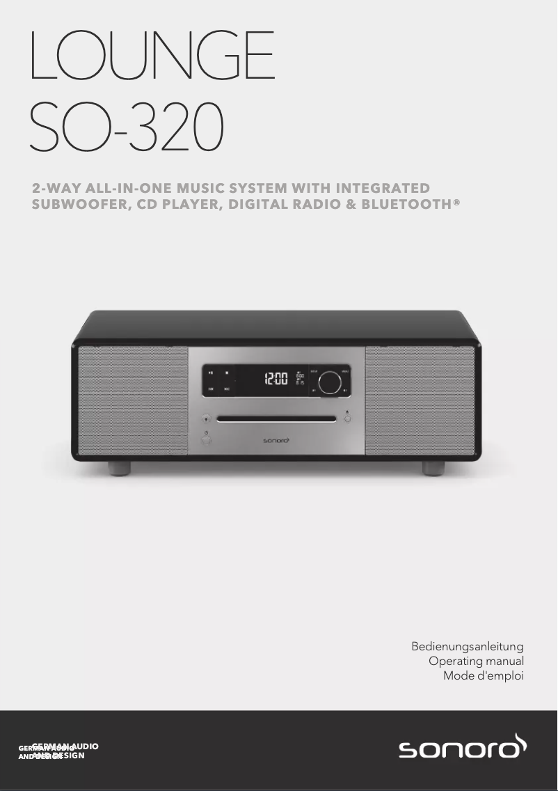 Página 1 del manual Manual de usuario Sonoro Lounge SO-320