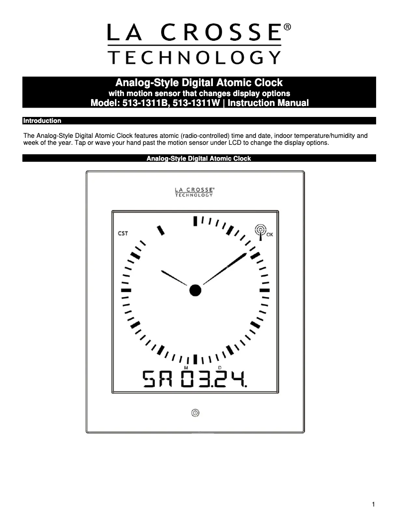 Image de la première page du manuel de l'appareil 513-1311W