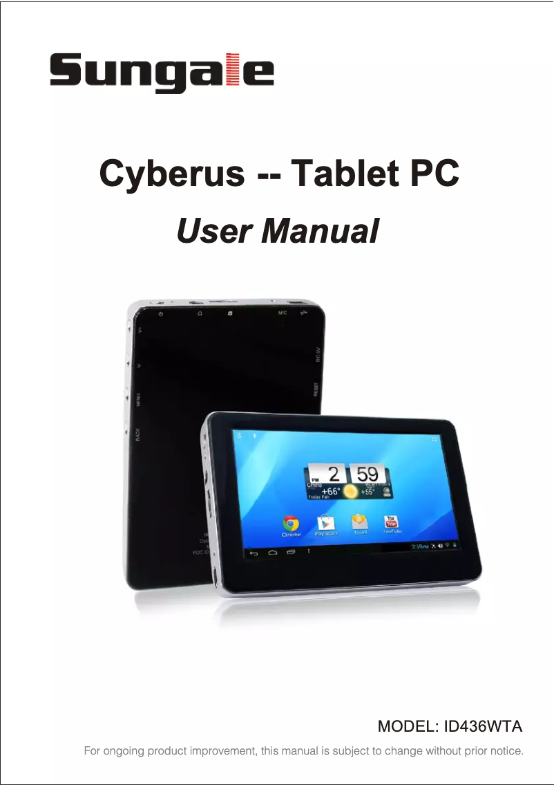 Page 1 of the manual User Manual Sungale ID436WTA