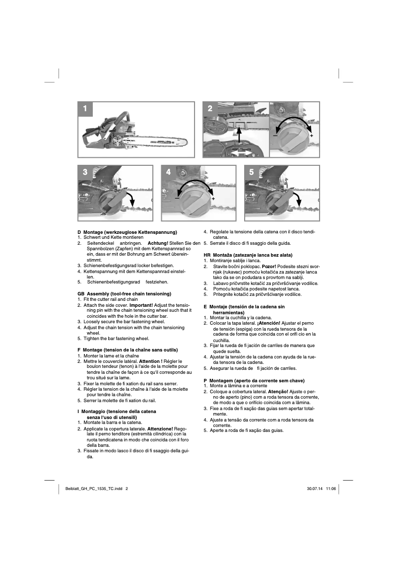 Page 1 de la notice Manuel utilisateur Einhell GH-PC 1535 TC