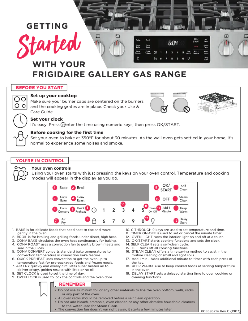Page n°1 - Guide de démarrage rapide Frigidaire FGGH3047VD