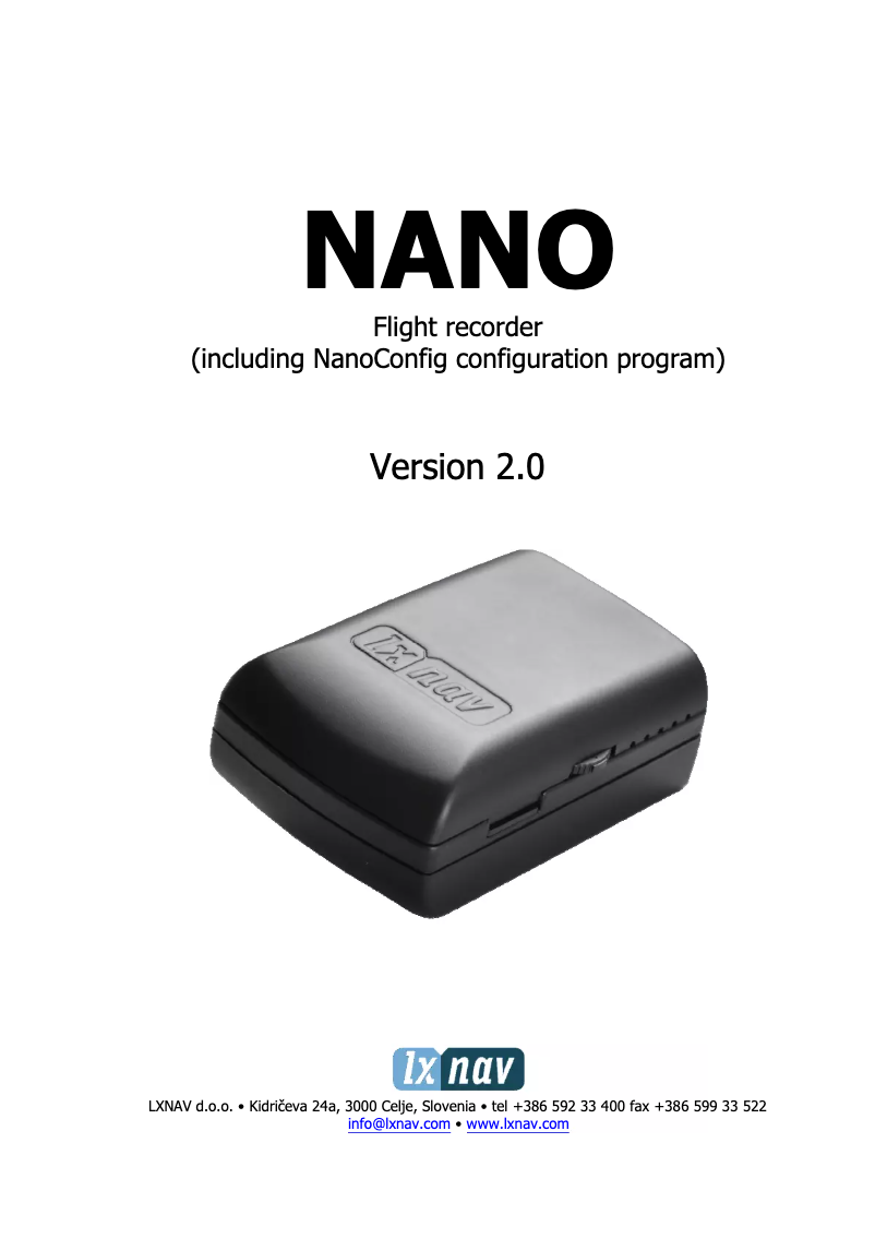 Page n°1 - Manuel utilisateur LXNAV Nano
