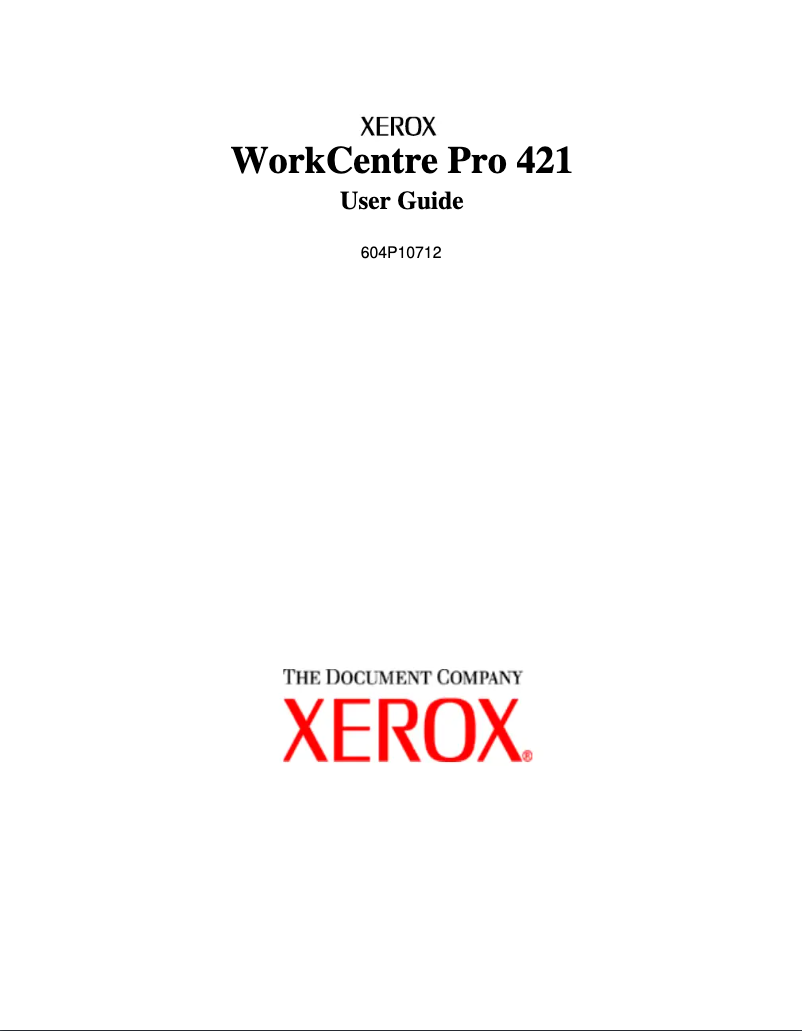 Image de la première page du manuel de l'appareil WorkCentre Pro 421