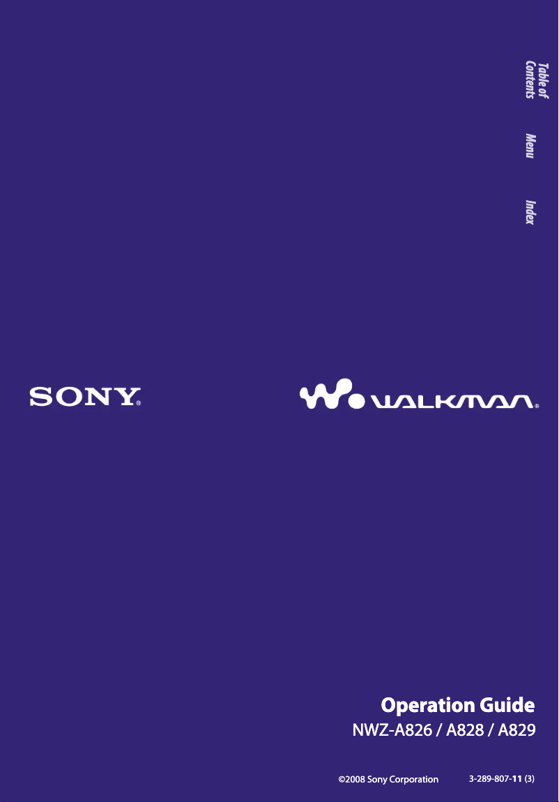 Page n°1 - Manuel utilisateur Sony Walkman NWZ-A829
